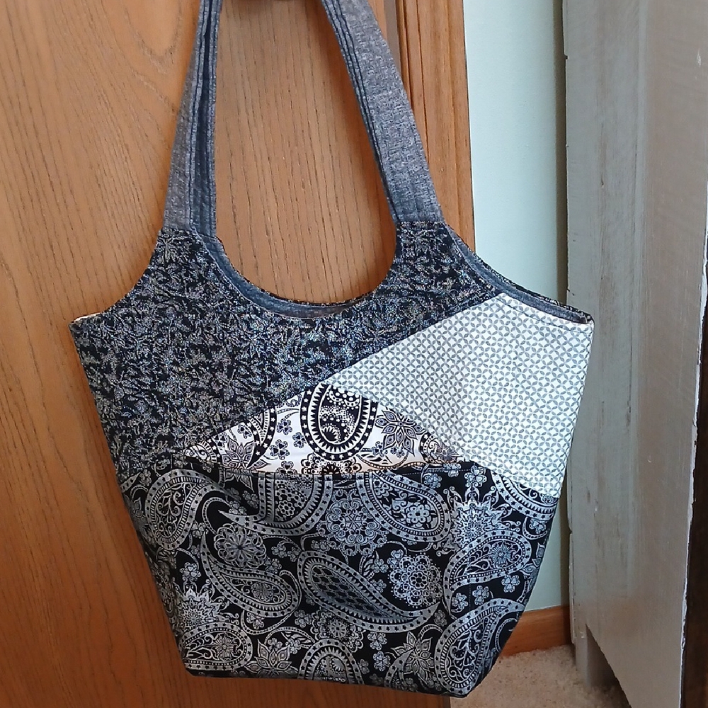 Elegant Black and Gray Paisley Tote Bag